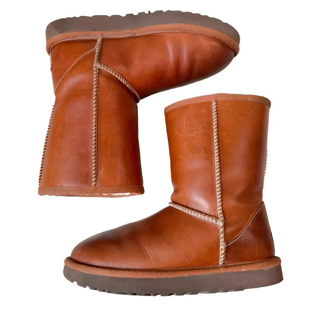 UGG Classic Short II Water-resistant Warm Chestnut Leather Boot